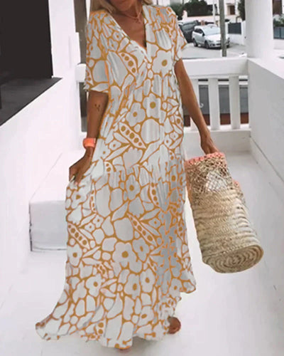 Casual V-neck patterned dress