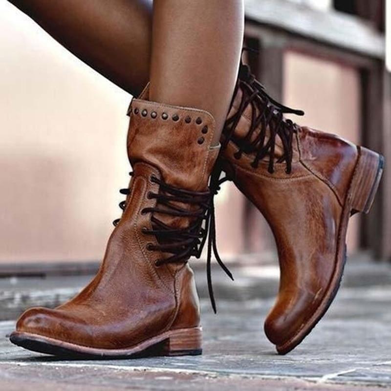 Aubrey | Vintage Lace-Up Leather Ankle Boots