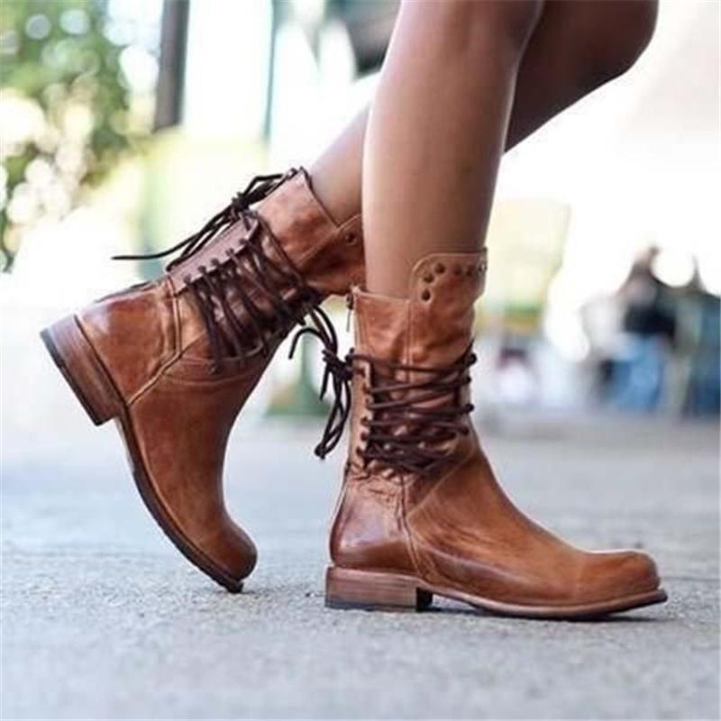 Aubrey | Vintage Lace-Up Leather Ankle Boots