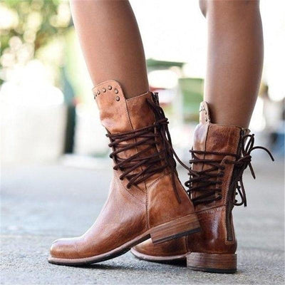 Aubrey | Vintage Lace-Up Leather Ankle Boots