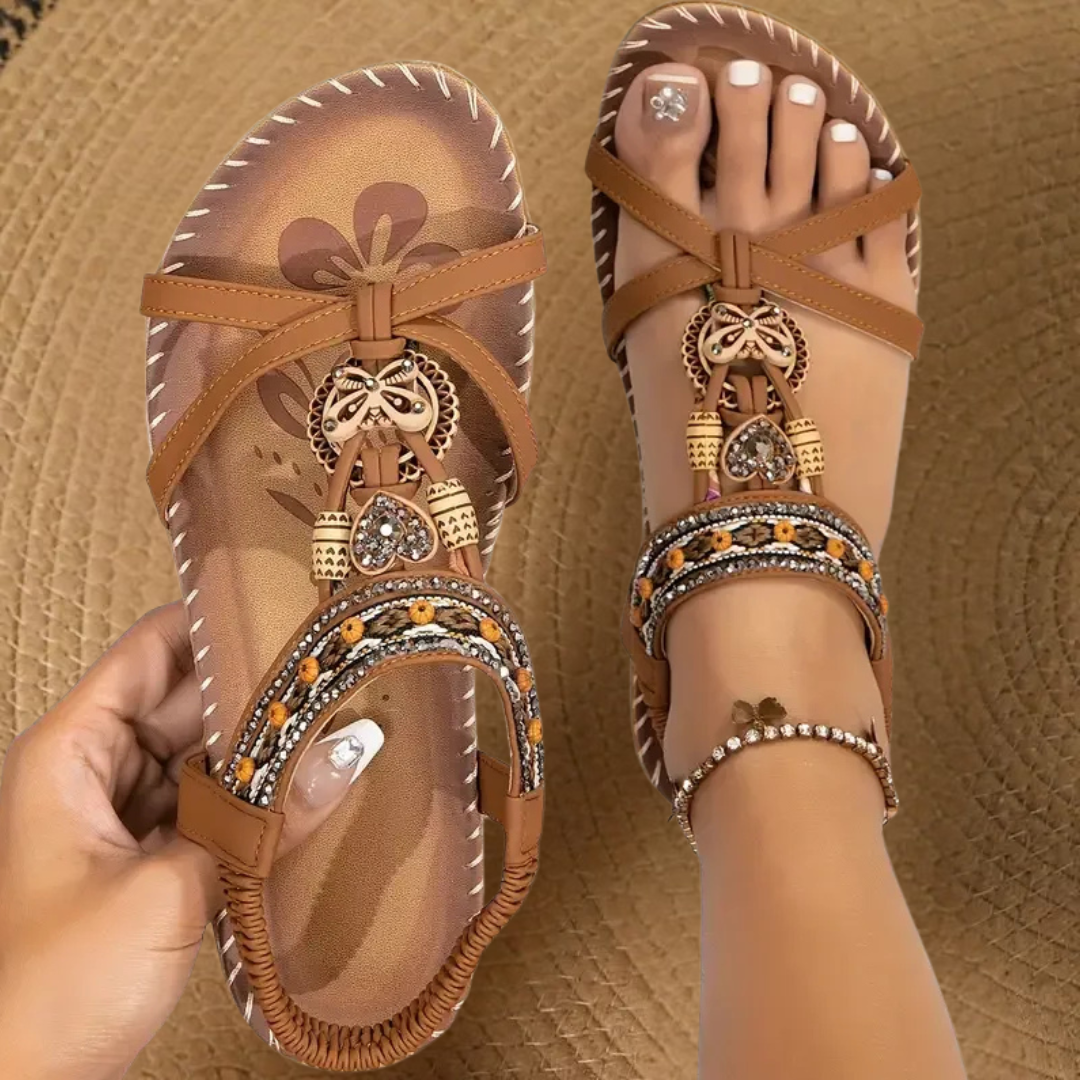 Valerie | Bohemian Beaded Slip On Sandals