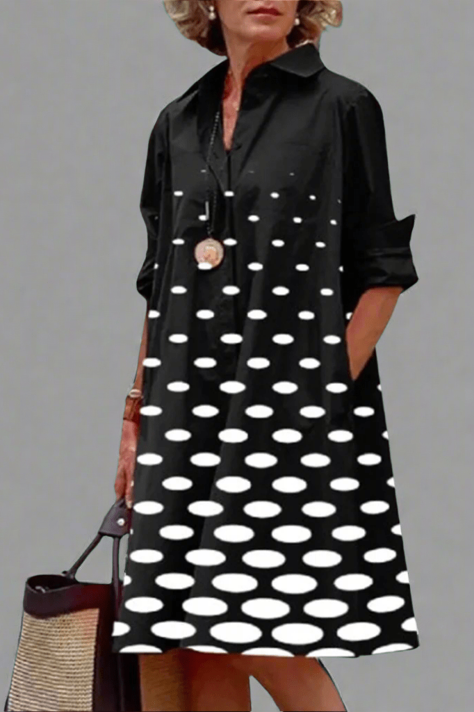 Sabrina | Elegant Polka Dot Shirt Dress