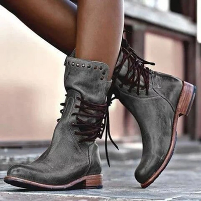 Aubrey | Vintage Lace-Up Leather Ankle Boots