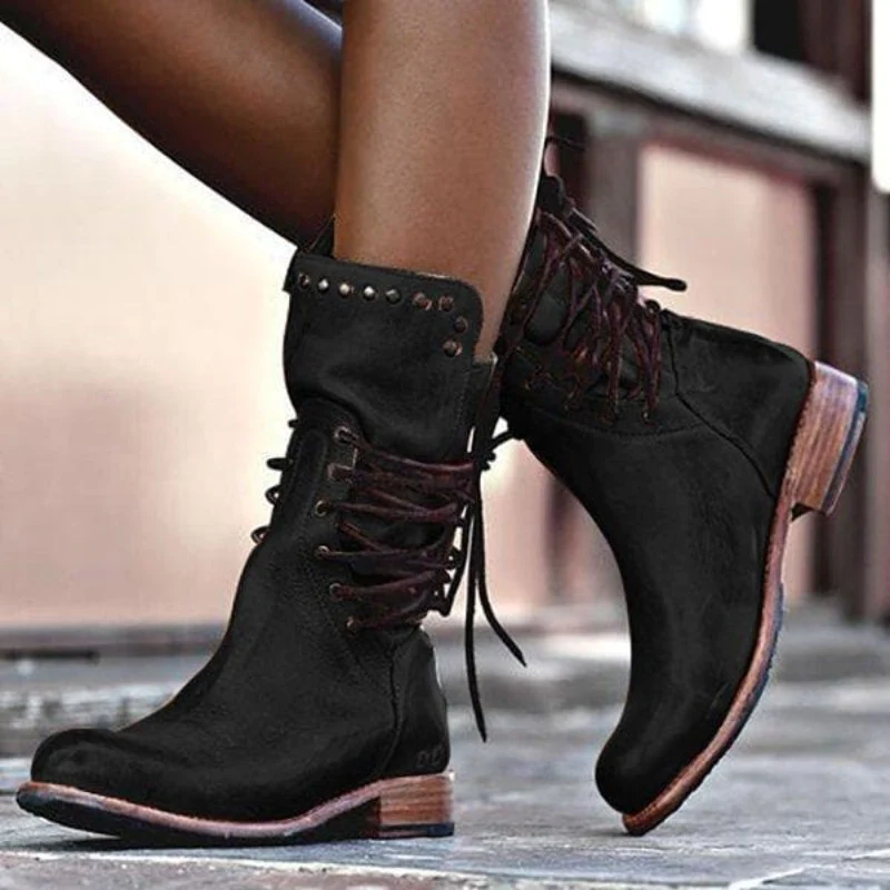 Aubrey | Vintage Lace-Up Leather Ankle Boots