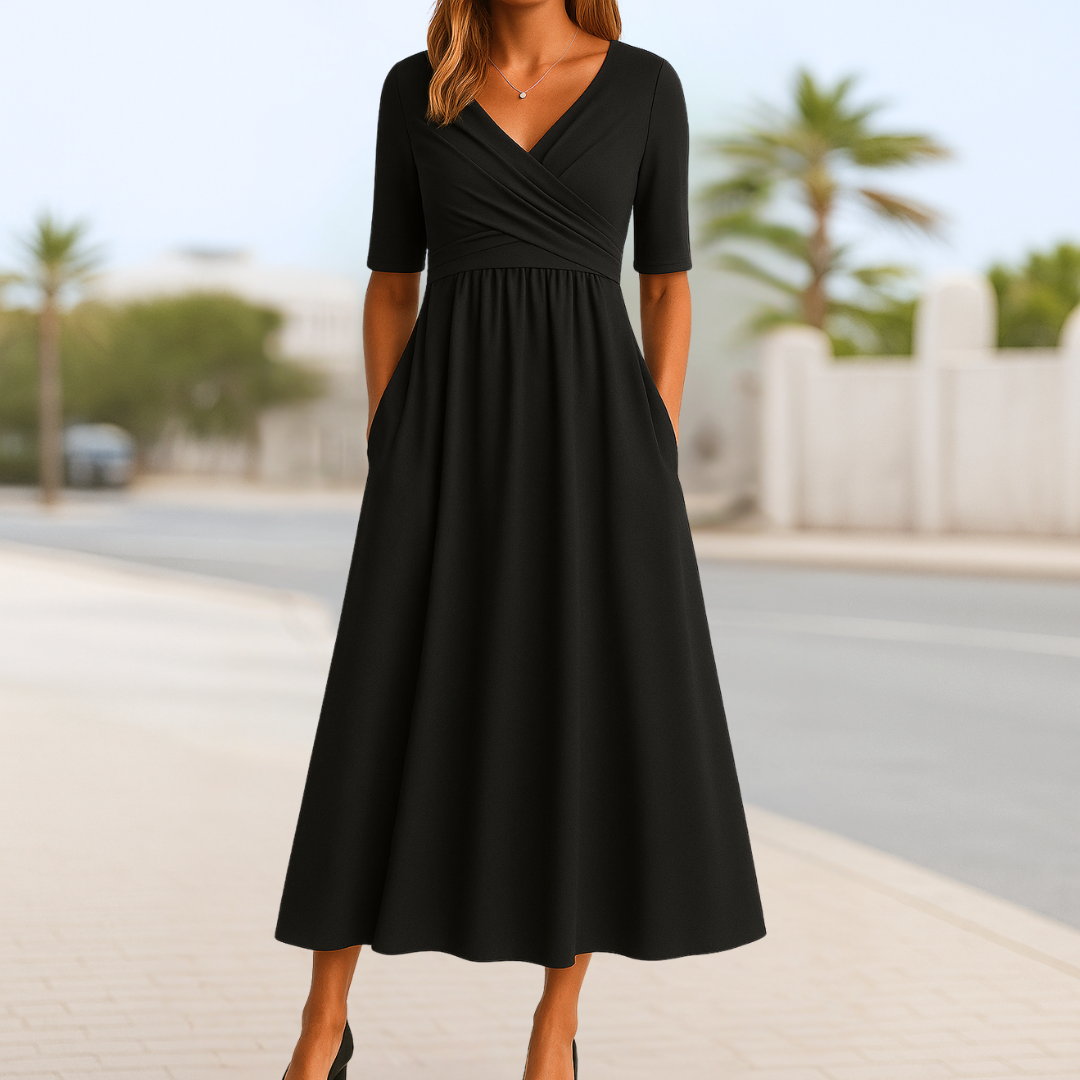 Mabel | Elegant V-Neck Midi Dress