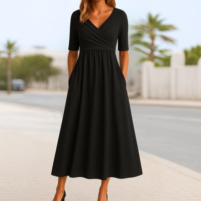 Mabel | Elegant V-Neck Midi Dress