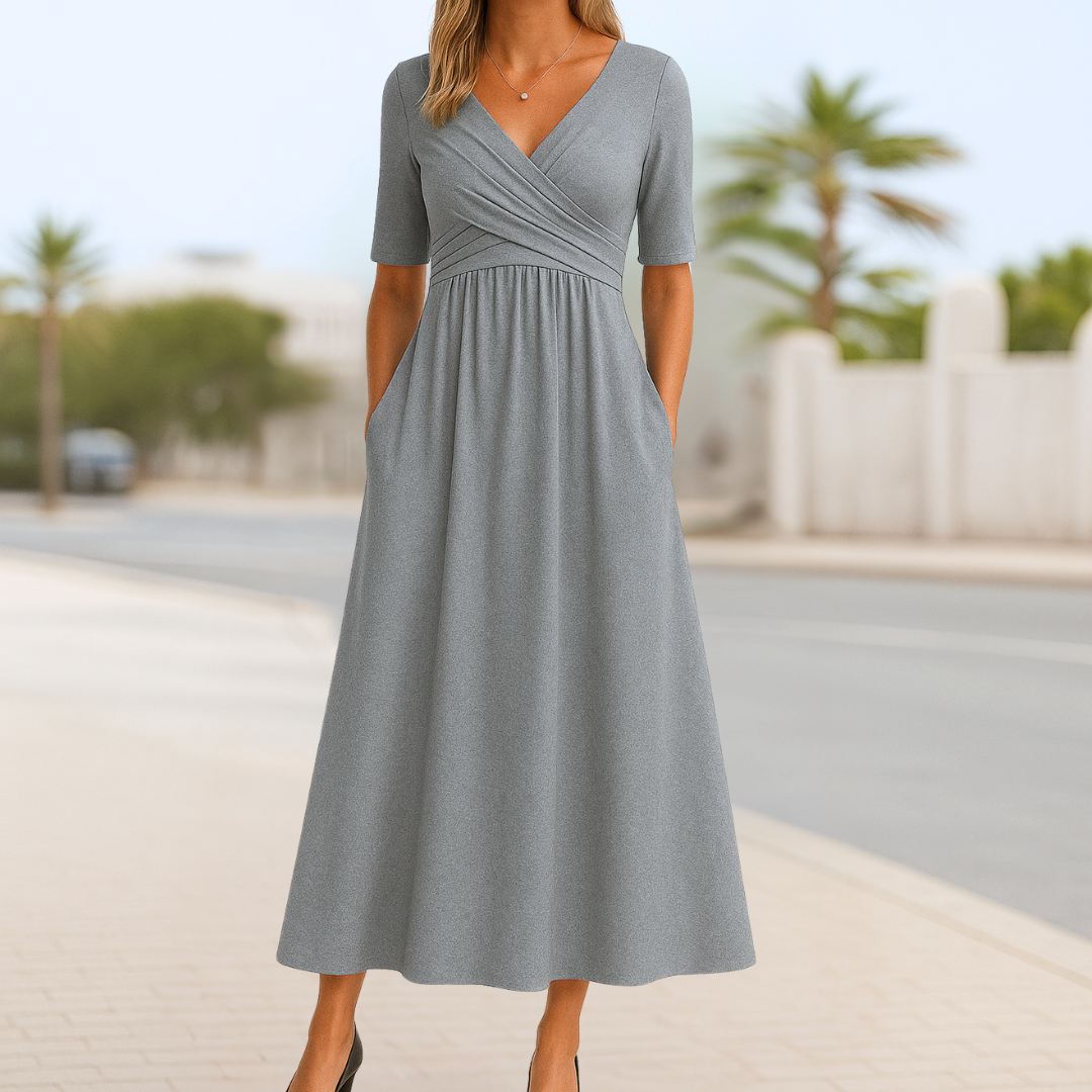 Mabel | Elegant V-Neck Midi Dress