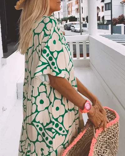 Casual V-neck patterned dress