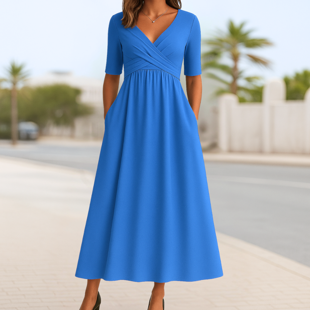 Mabel | Elegant V-Neck Midi Dress