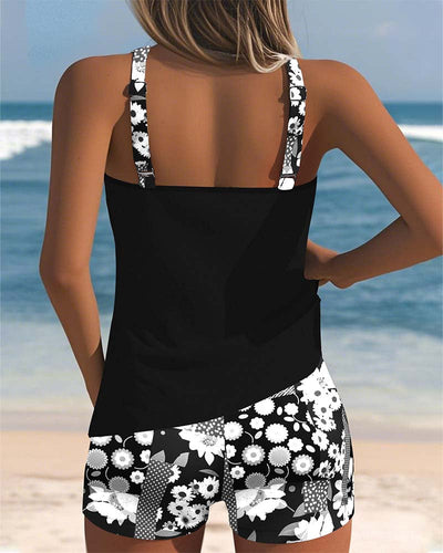 Printed boxer shorts with swimwear tank top
