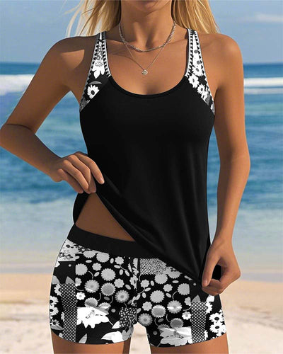 Printed boxer shorts with swimwear tank top
