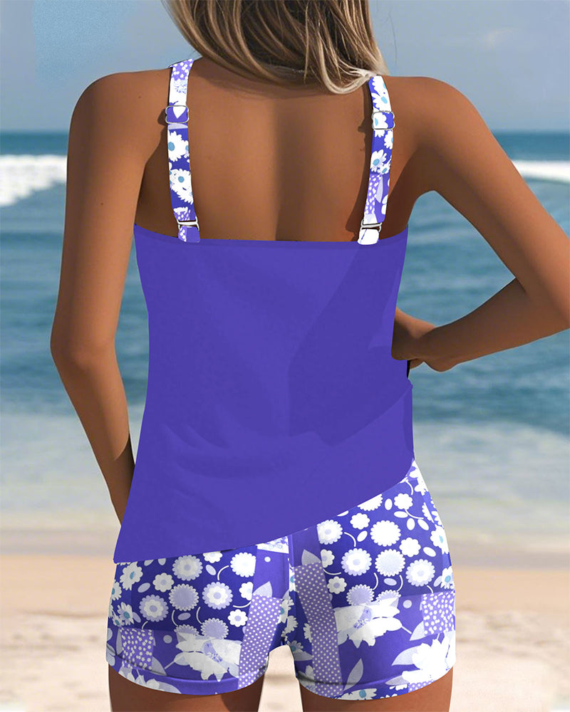 Printed boxer shorts with swimwear tank top