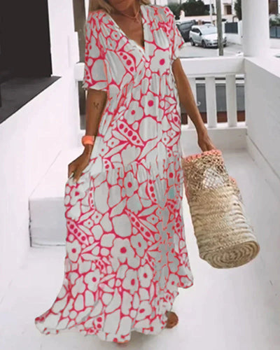 Casual V-neck patterned dress
