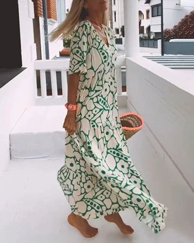 Casual V-neck patterned dress