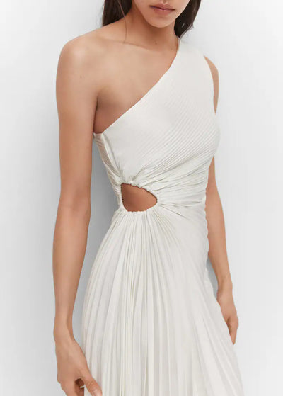 Chelsea - Elegant pleated one-shoulder midi dress