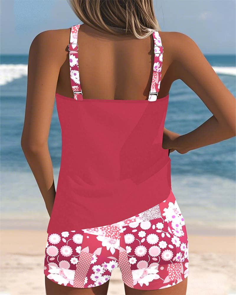 Printed boxer shorts with swimwear tank top