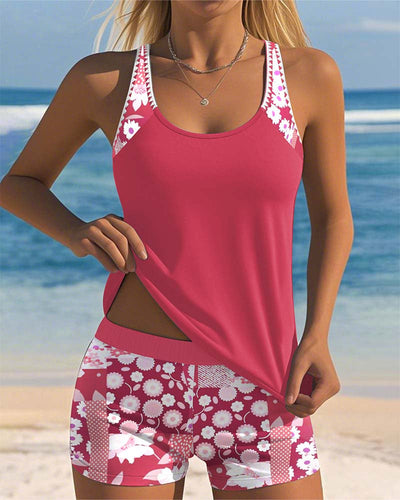 Printed boxer shorts with swimwear tank top