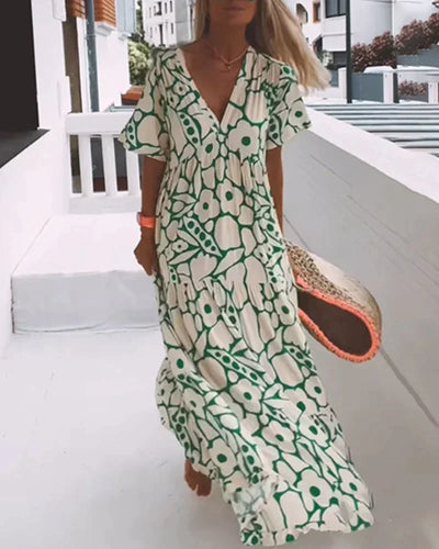 Casual V-neck patterned dress