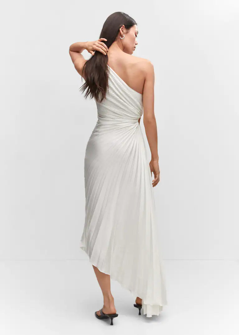 Chelsea - Elegant pleated one-shoulder midi dress