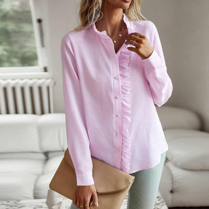 Savannah | Elegant Ruffled Button-Up Blouse
