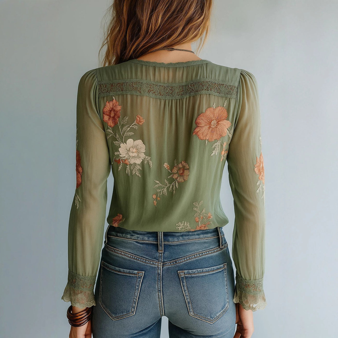 Esther | Sheer Embroidered Lace Blouse