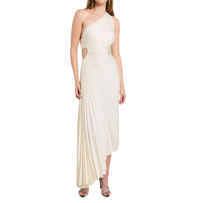 Chelsea - Elegant pleated one-shoulder midi dress