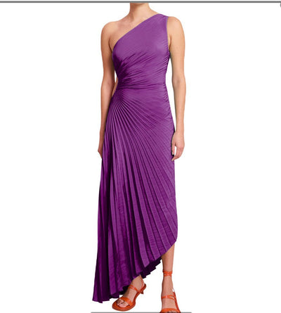 Chelsea - Elegant pleated one-shoulder midi dress