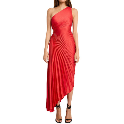 Chelsea - Elegant pleated one-shoulder midi dress