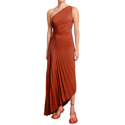 Chelsea - Elegant pleated one-shoulder midi dress
