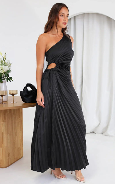 Chelsea - Elegant pleated one-shoulder midi dress