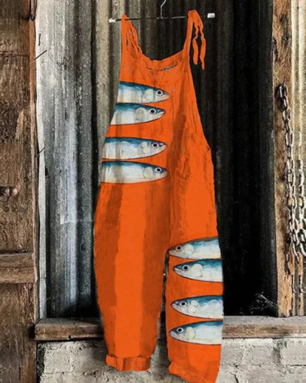 Saran | Sardine Print Overalls