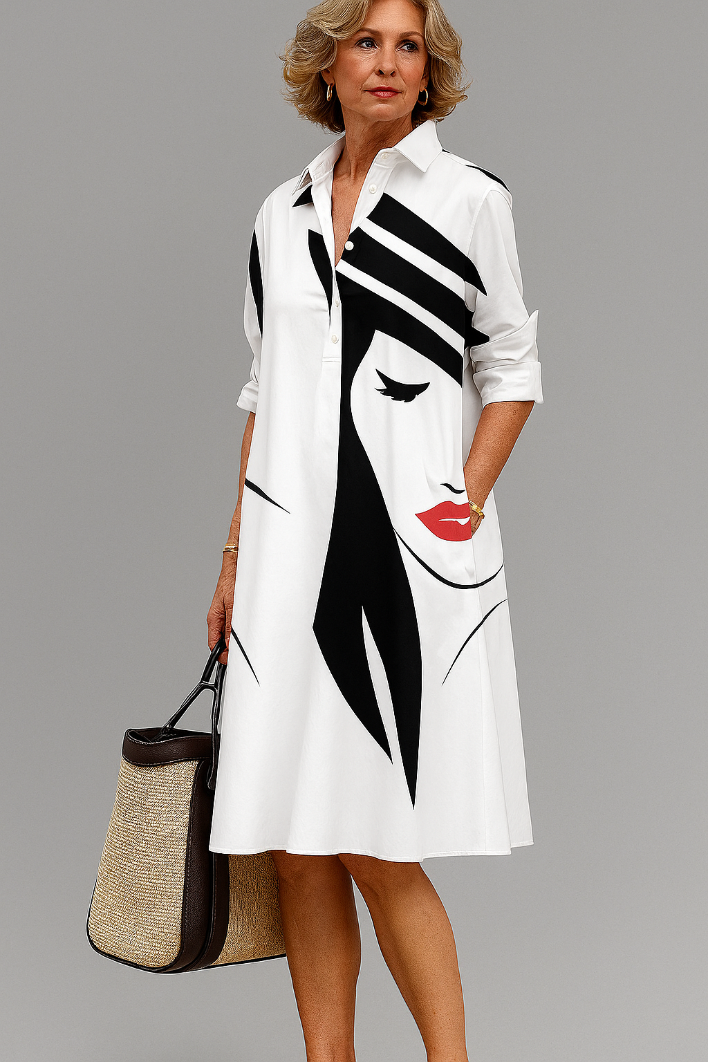 Thea | Elegant Artistic Print Shirt Dress