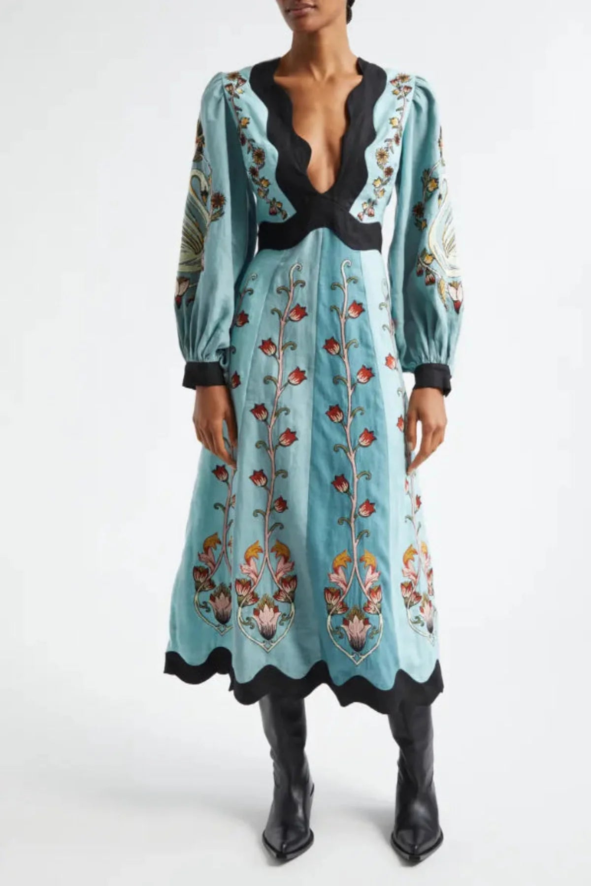 Embroidered Midi Dress