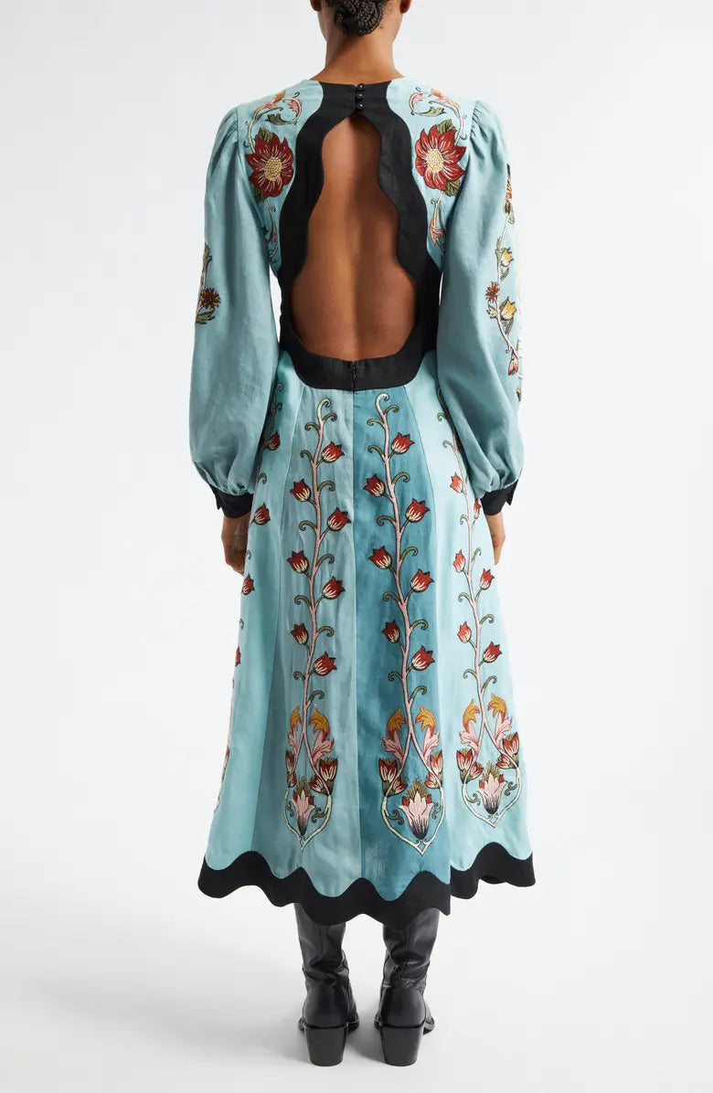 Embroidered Midi Dress