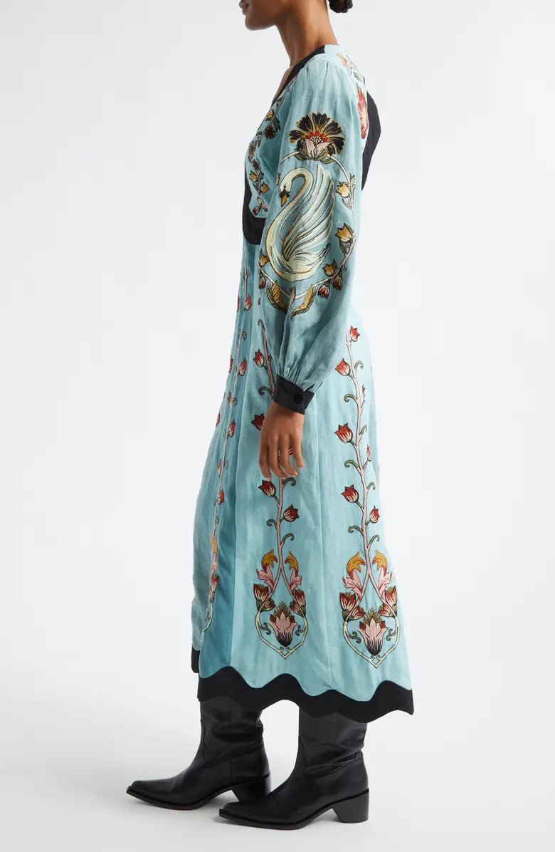 Embroidered Midi Dress