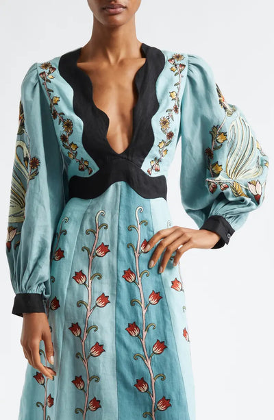 Embroidered Midi Dress