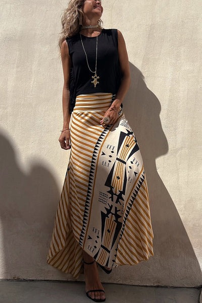 Ruth | Bohemian Striped Maxi Skirt