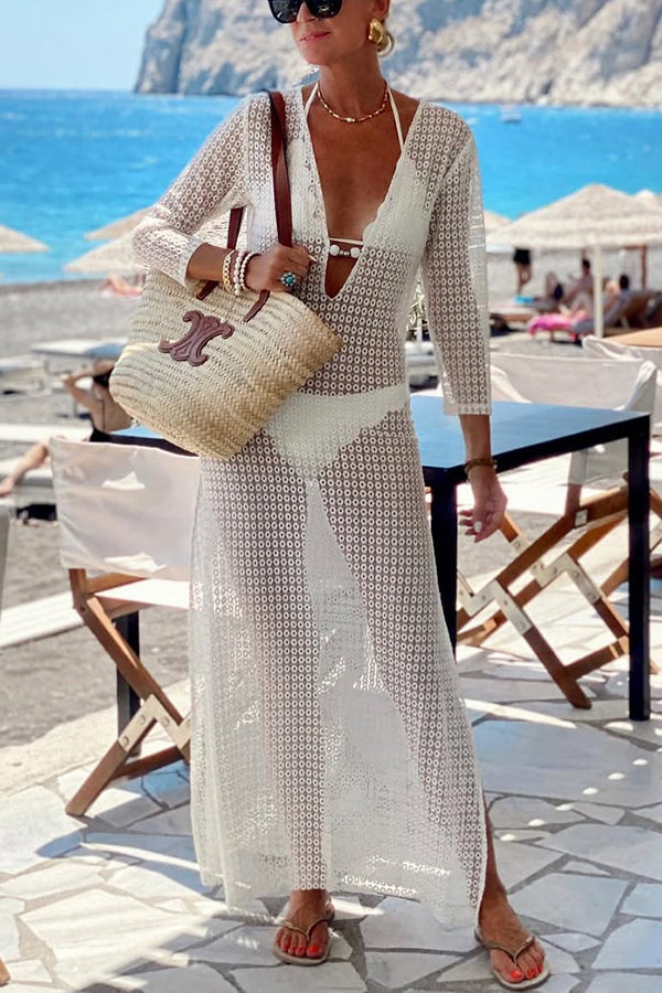 Talia | Crochet Knit Sheer Beach Maxi Dress