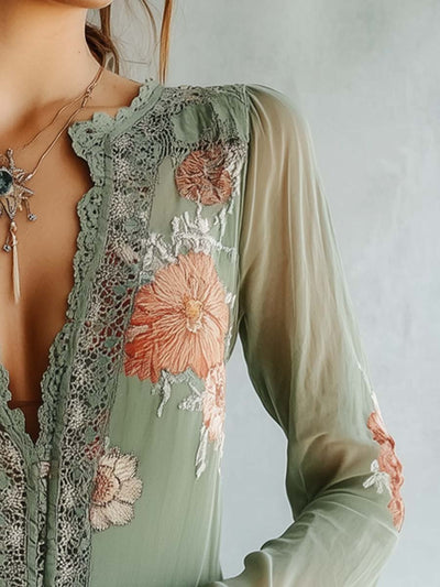 Esther | Sheer Embroidered Lace Blouse