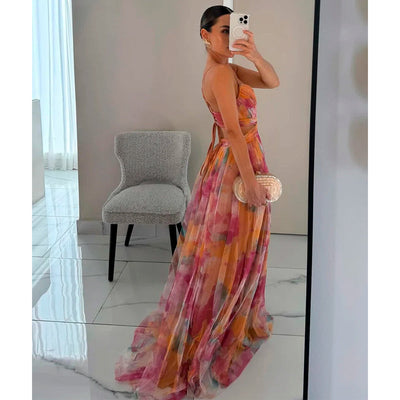 Elegant Floral Chiffon Maxi