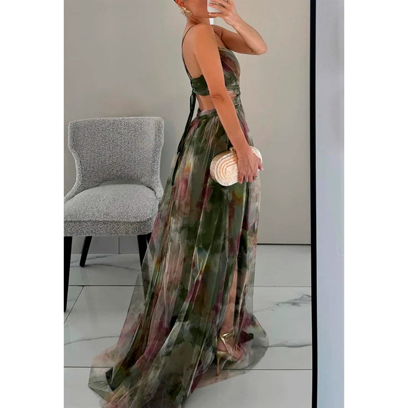 Elegant Floral Chiffon Maxi