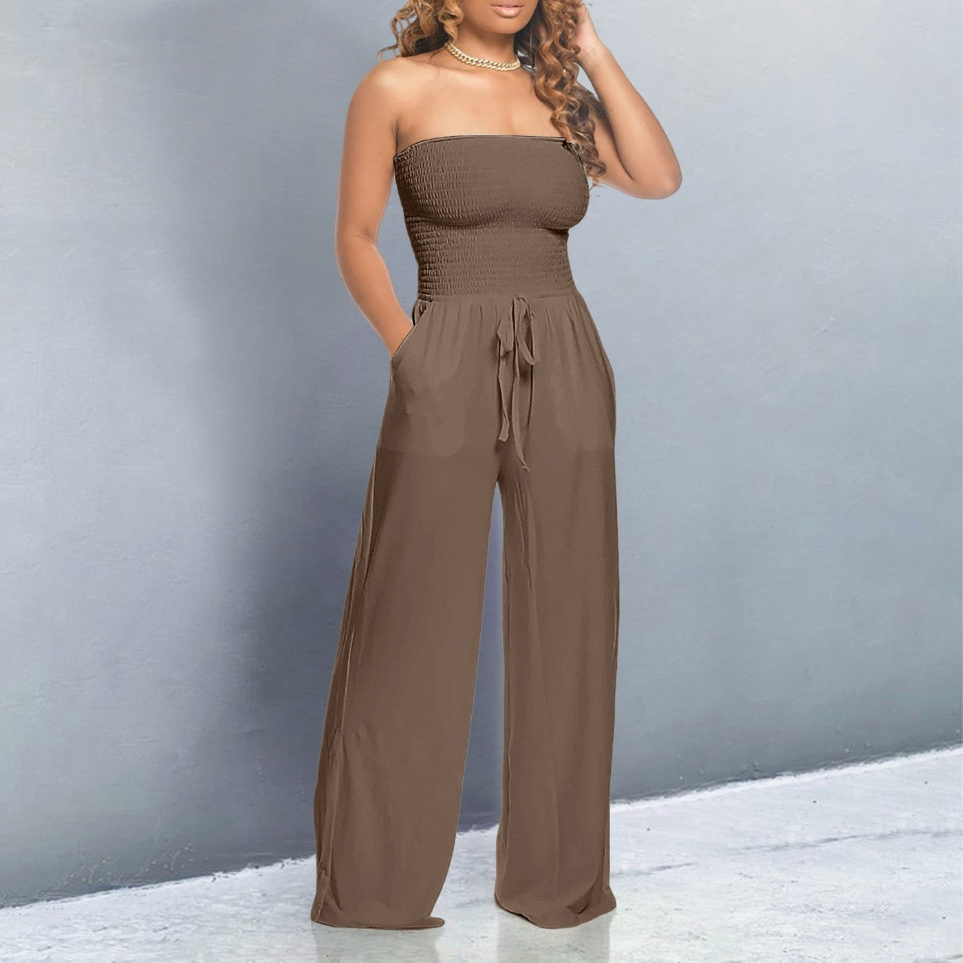 Strapless Wide Leg Jumpsuit