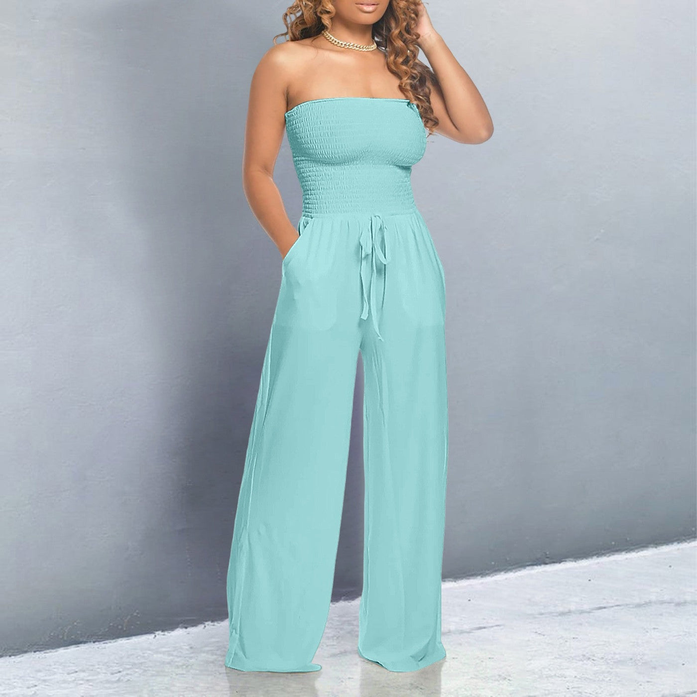 Strapless Wide Leg Jumpsuit