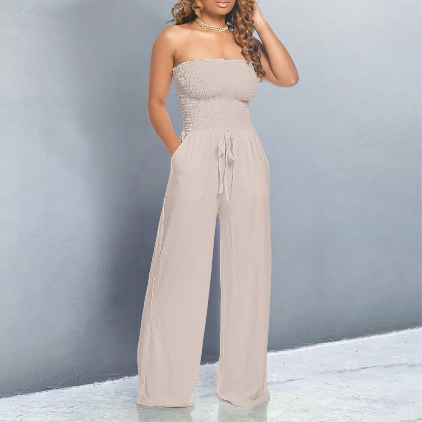 Strapless Wide Leg Jumpsuit