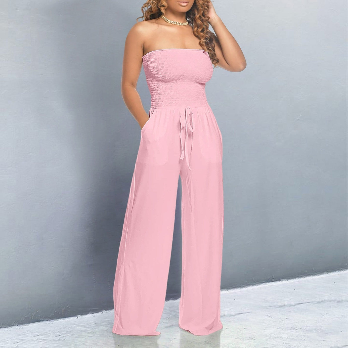 Strapless Wide Leg Jumpsuit