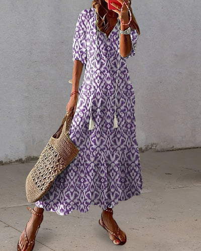Miranda™ - Boho Chic Dress with Waist-Concealing Pattern