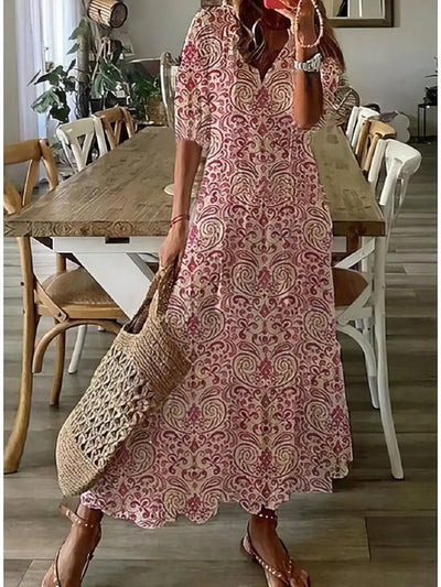 Miranda™ - Boho Chic Dress with Waist-Concealing Pattern