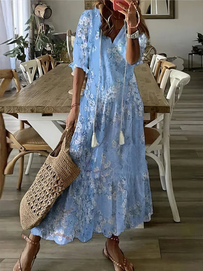 Miranda™ - Boho Chic Dress with Waist-Concealing Pattern