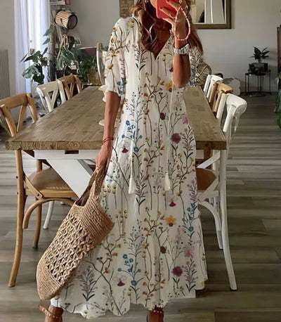 Miranda™ - Boho Chic Dress with Waist-Concealing Pattern