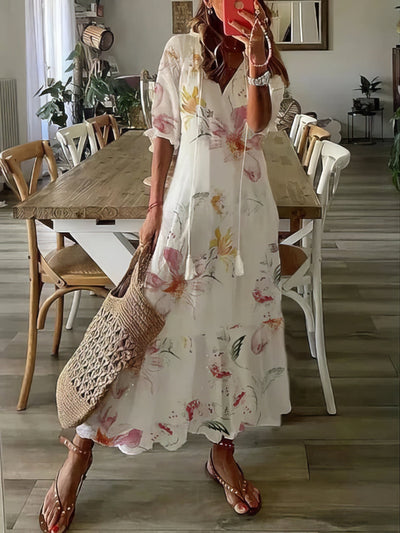 Miranda™ - Boho Chic Dress with Waist-Concealing Pattern